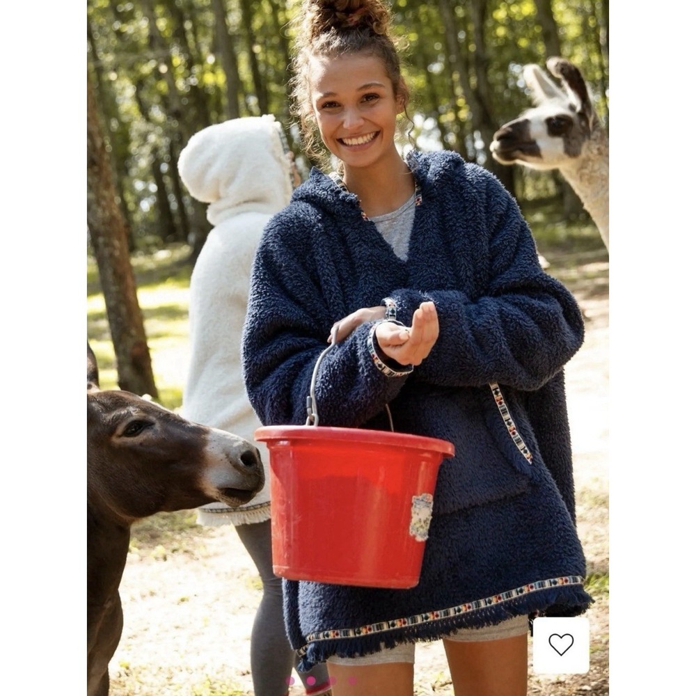 Natural Life Oversized Blanket Hoodie Blue One Size